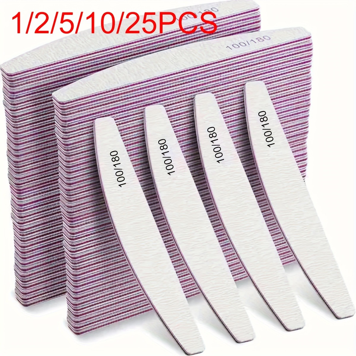 Nail File Titanium - Half Moon 1/2/5/10/25/50 Stück Professionelle Nagelfeile