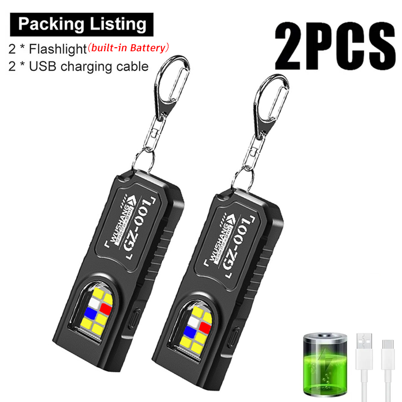 Keychain Flashlight - Multifunktionale Schlüsselanhänger-Taschenlampe USB-Aufladbare Mini-Taschenlampe Mit COB-Arbeitslicht
