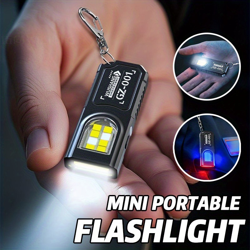Keychain Flashlight - Leistungsstarke Mini COB LED Schlüsselanhänger-Taschenlampe USB-C