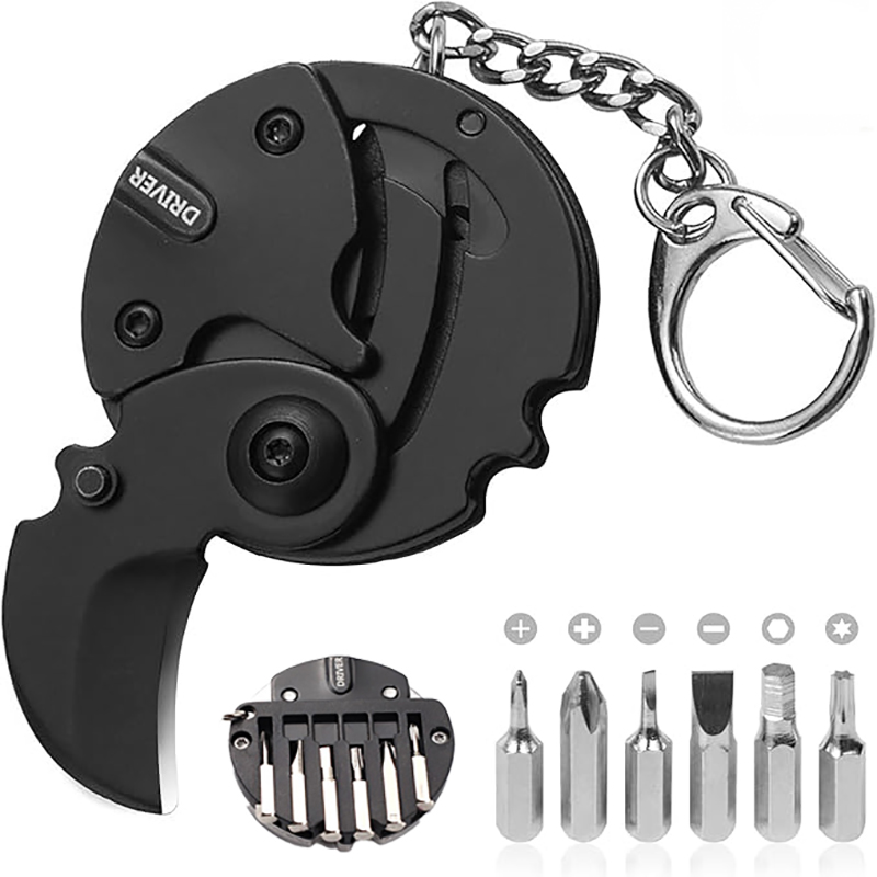 Edc Carry Coins - Multifunktionales Faltbares Münz-Schlüsselanhänger-Werkzeug, Sechskant-Schraubendreher, Mini-Outdoor-Klappmesser für