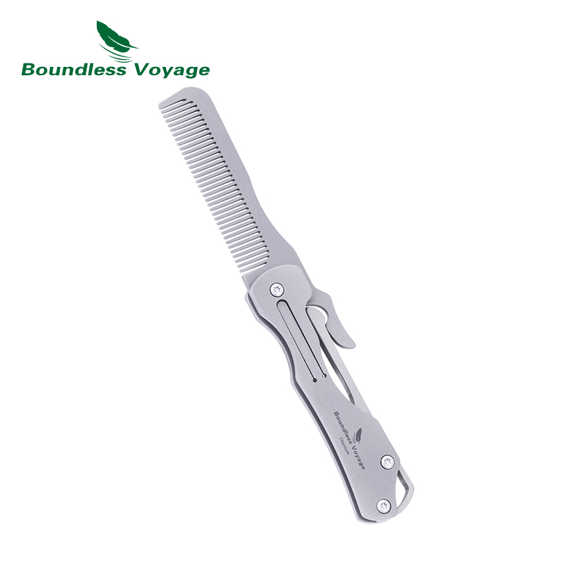 Comb Pocket Titanium - Boundless Voyage faltbarer Titan-Haarkamm, EDC-Ausrüstungskämme, Taschenkamm,