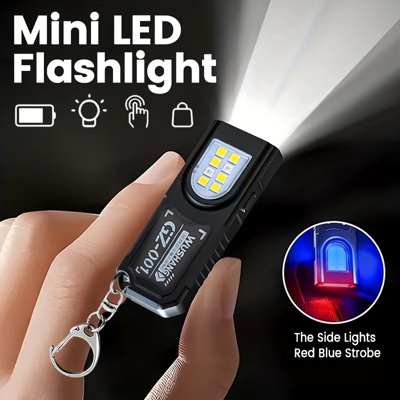 Keychain Flashlight - Multifunktionale Schlüsselanhänger-Taschenlampe, USB wiederaufladbar, Mini-Taschenlampe mit