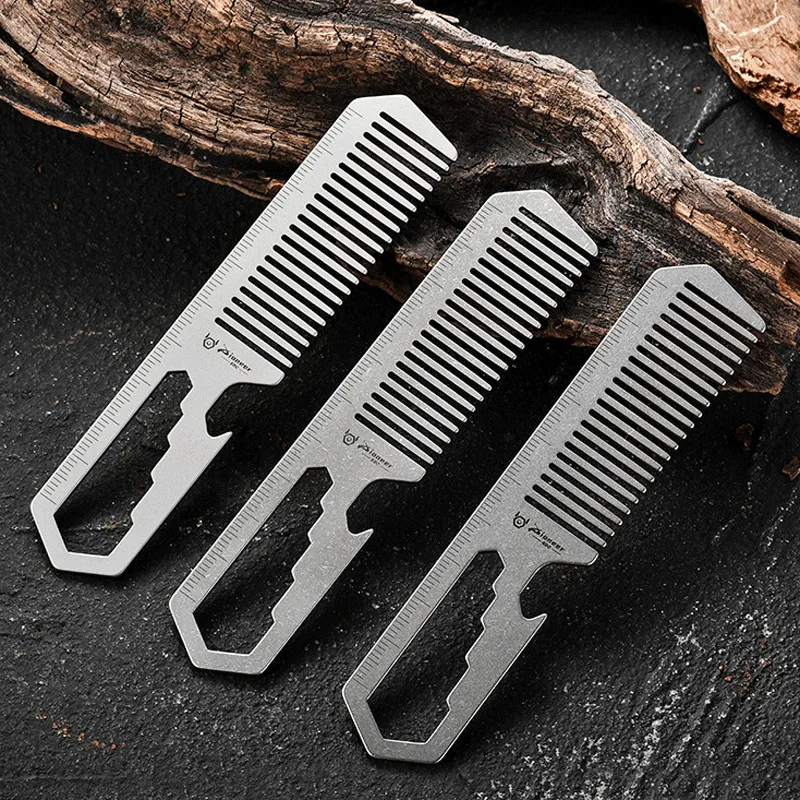 Comb Pocket Titanium - FEGVE Titan Antistatischer Kamm Taschen-Multifunktionswerkzeug Kamm