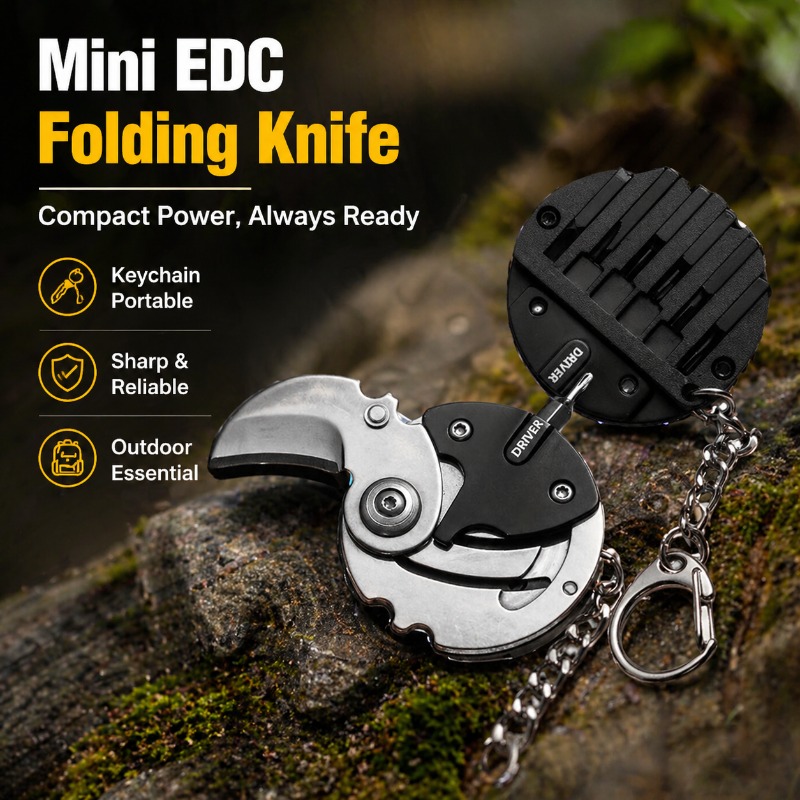Edc Carry Coins - Münzfach-Outdoor-Klappmesser: Scharfes, tragbares Mini-EDC-Werkzeug zum Umhängen,