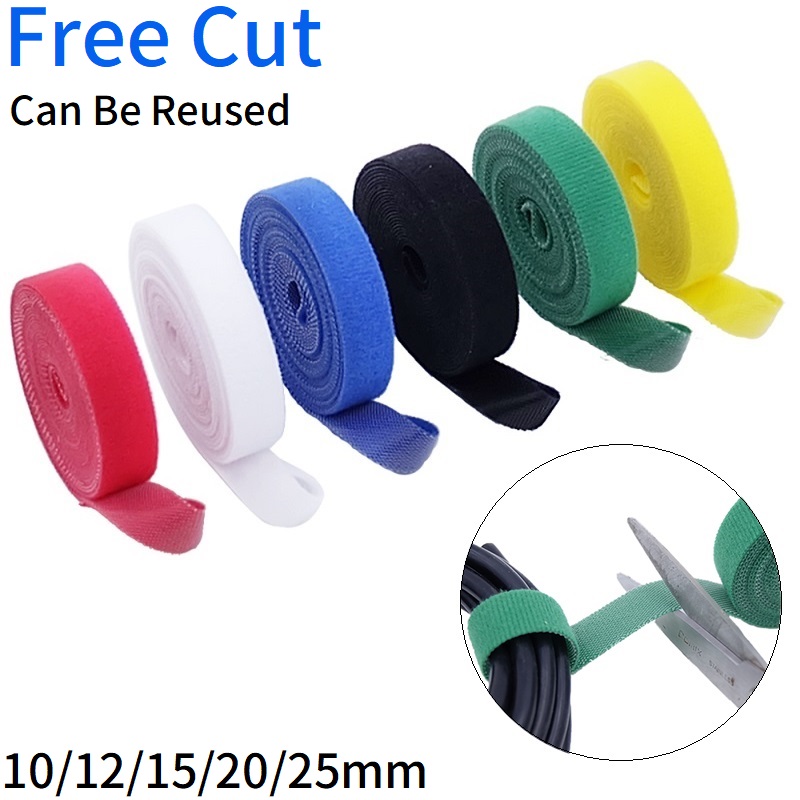 Gear Tie Reusable - 1/5 m Kabelbinder, wiederverwendbar, selbstklebend, Hakenschlaufe,
